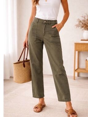Sanctuary High-Rise Utility Pants in Olive Green - 28